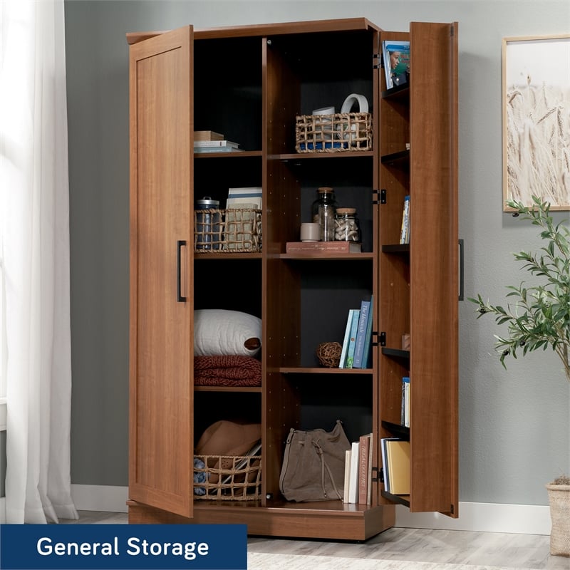 Pemberly Row Engineered Wood Storage Cabinet in Sienna Oak Finish