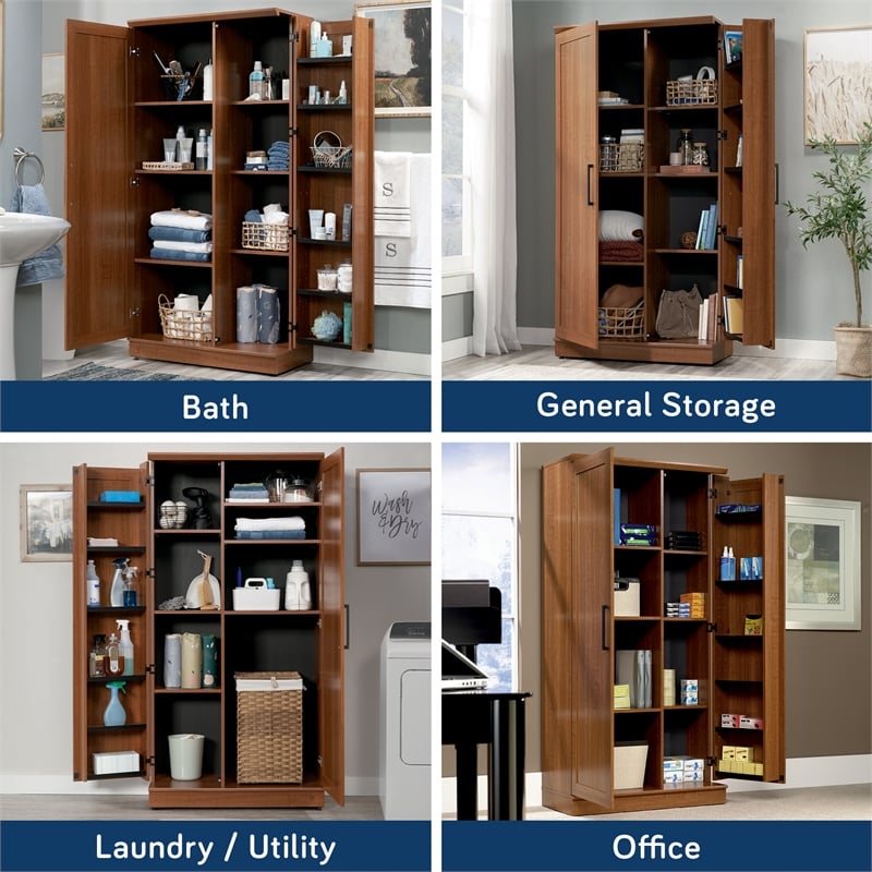 Pemberly Row Engineered Wood Storage Cabinet in Sienna Oak Finish
