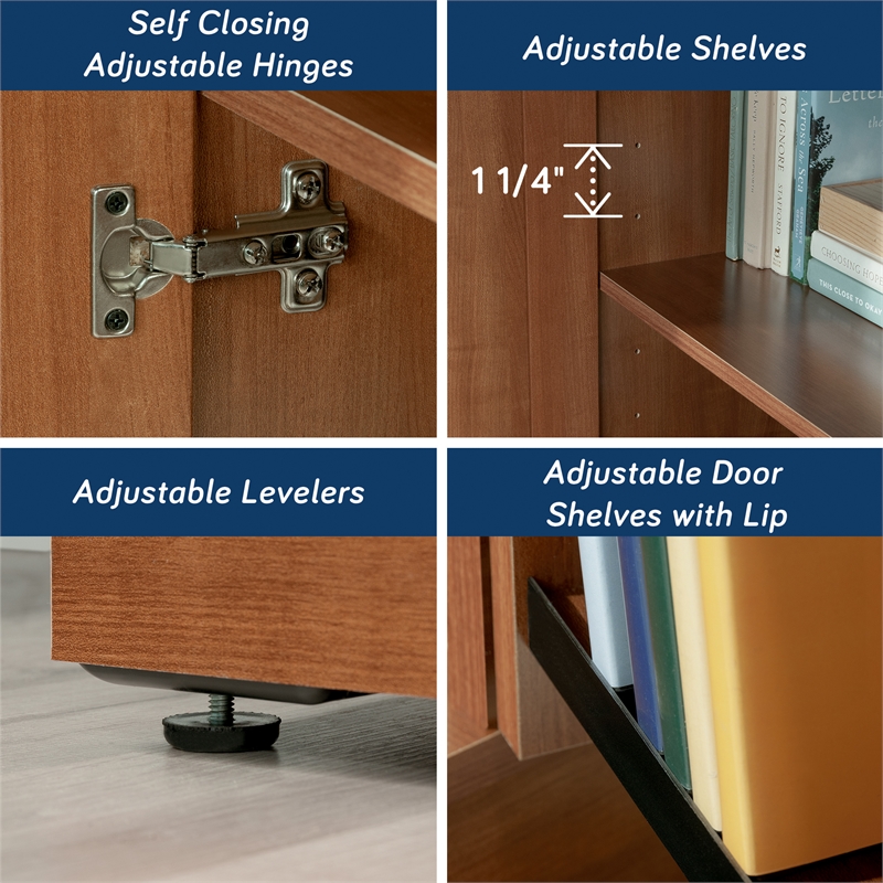 Pemberly Row Engineered Wood Storage Cabinet in Sienna Oak Finish