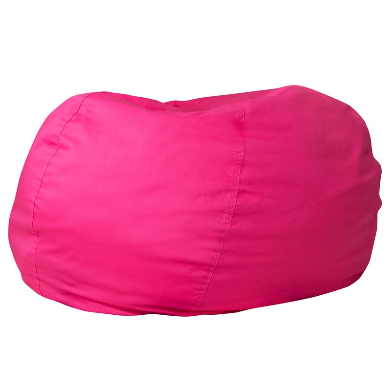 Pemberly Row Contemporary Oversized Bean Bag Chair in Hot Pink