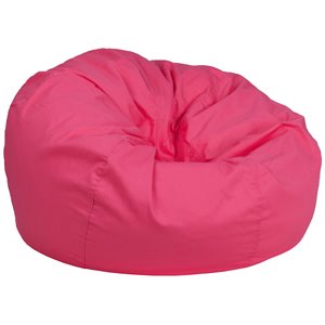 Pemberly Row Contemporary Oversized Bean Bag Chair in Hot Pink