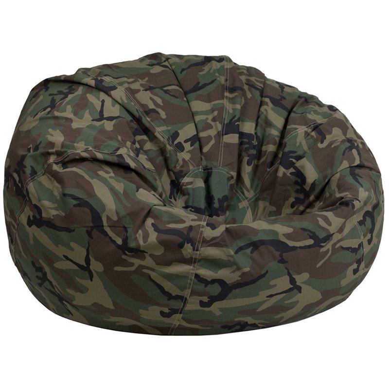 Pemberly Row Contemporary Oversized Bean Bag Chair in Camouflage