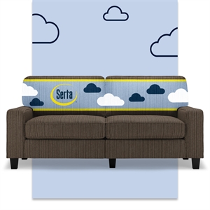 Pemberly Row Modern 73&quot Track Arm Sofa with Removable Covers Brown