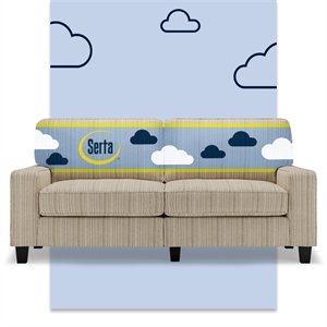 Pemberly Row Modern 73&quot Track Arm Sofa with Removable Covers Beige