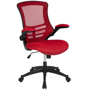 Pemberly Row Modern Mid Back Mesh Office Swivel Chair in Red
