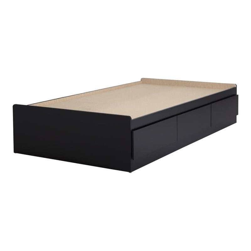Pemberly Row Contemporary Twin Mates Bed in Pure Black Finish