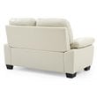 Pemberly Row Faux Leather Pocket Coil Spring Seating Loveseat in Pearl