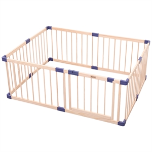 Pemberly Row Baby Solid Wood Saftey Gate with Blue connector