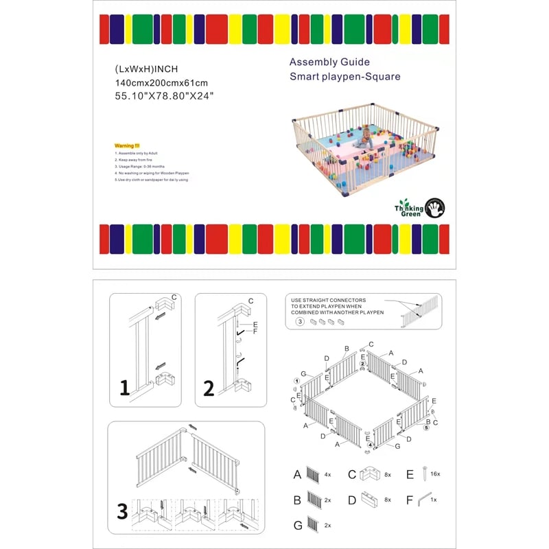 Pemberly Row Baby Solid Wood Saftey Gate in Off White with White connector