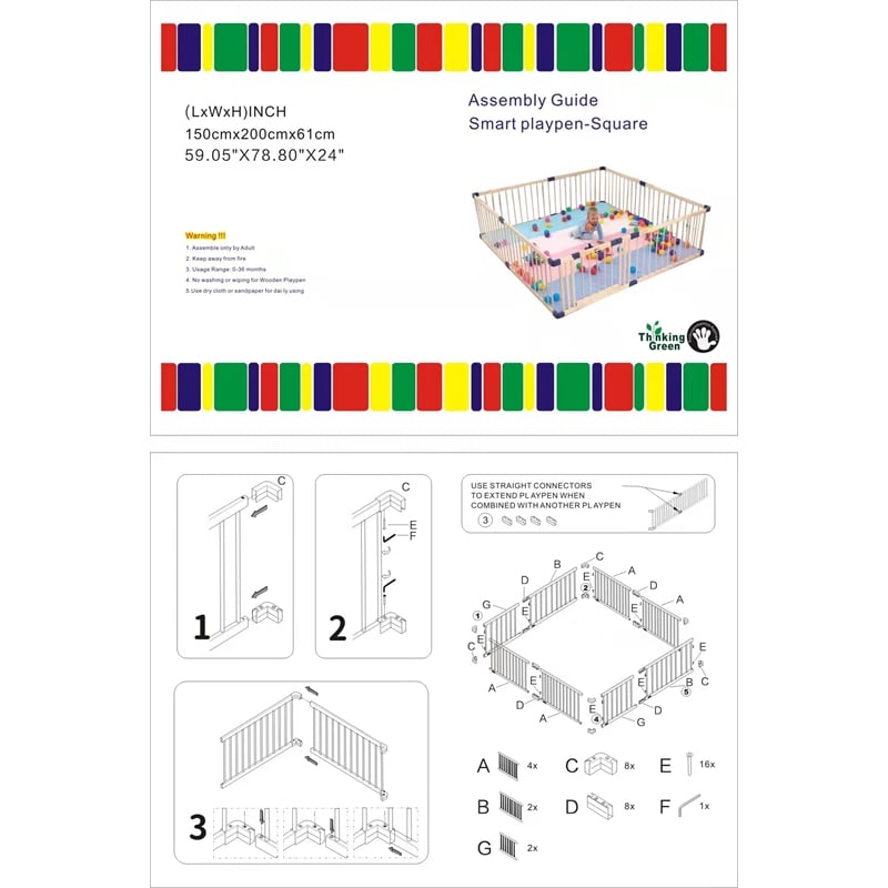 Pemberly Row Baby Solid Wood Saftey Gate in Off White with White connector