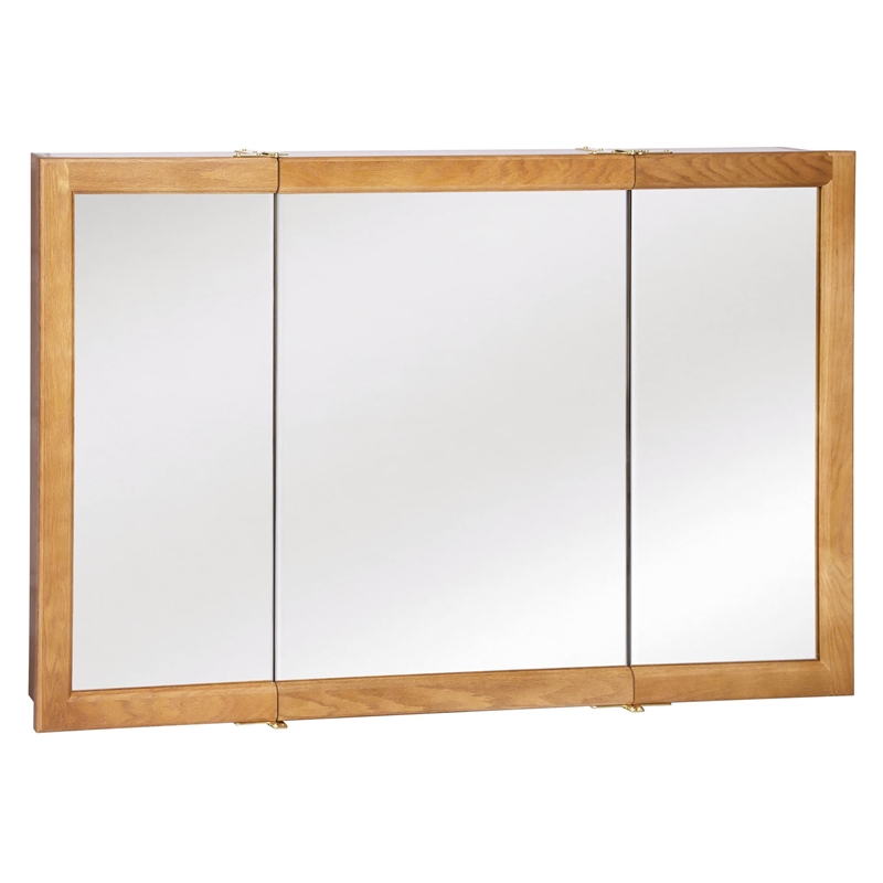 Pemberly Row Modern 48-Inch Medicine Wood Cabinet in Nutmeg Oak