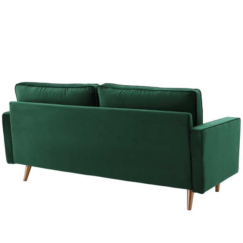 Pemberly Row Mid-Century Performance Velvet Sofa in Green Finish