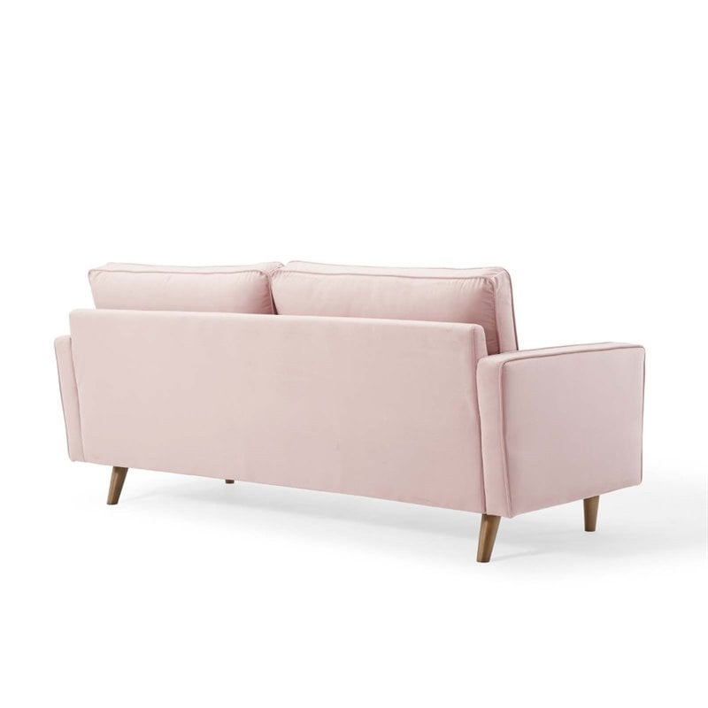 Pemberly Row Mid-Century Performance Velvet Sofa in Pink Finish