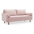 Pemberly Row Mid-Century Performance Velvet Sofa in Pink Finish