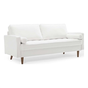 Pemberly Row Mid-Century Performance Velvet Sofa in White Finish