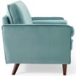 Pemberly Row Modern Performance Velvet Loveseat in Mint Green / Walnut