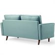Pemberly Row Modern Performance Velvet Loveseat in Mint Green / Walnut