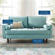 Pemberly Row Modern Performance Velvet Loveseat in Mint Green / Walnut