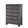 Pemberly Row Crystal Tufted Chest finished with Wood in Gray