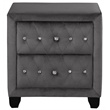 Pemberly Row Crystal Tufted Nightstand finished with Wood in Gray