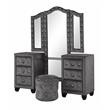Pemberly Row Crystal Tufted Vanity Set - Velvet Fabric / Wood in Gray