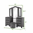 Pemberly Row Crystal Tufted Vanity Set - Velvet Fabric / Wood in Gray