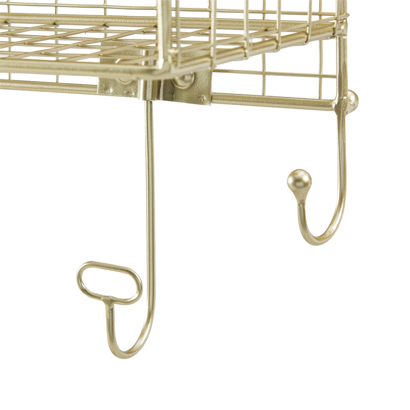 Pemberly Row Contemporary Four Metal Wall Shelf in Gold Finish