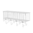 Pemberly Row Four Metal Wall Shelf with Top Shelf and 9 Hooks in White