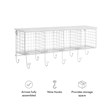 Pemberly Row Four Metal Wall Shelf with Top Shelf and 9 Hooks in White