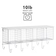 Pemberly Row Four Metal Wall Shelf with Top Shelf and 9 Hooks in White