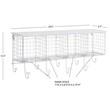 Pemberly Row Four Metal Wall Shelf with Top Shelf and 9 Hooks in White