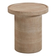Pemberly Row Contemporary Faux Travertine & Marble Side Table in Tan