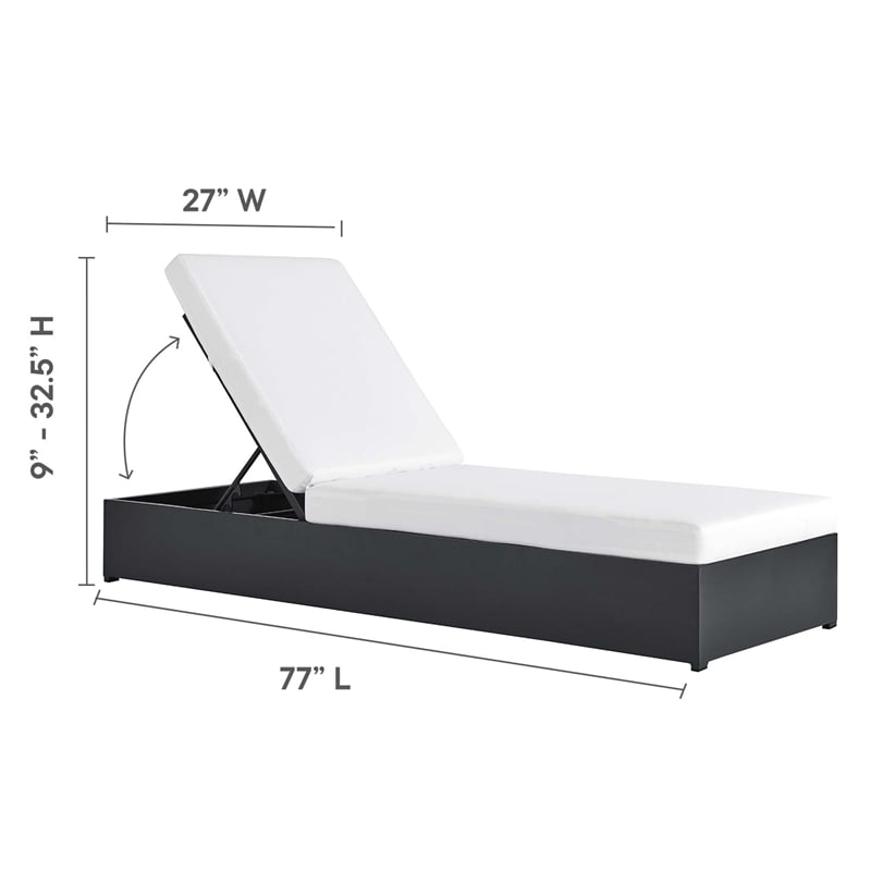 Pemberly Row Patio Powder-Coated Aluminum Chaise Lounge Chair in Gray White