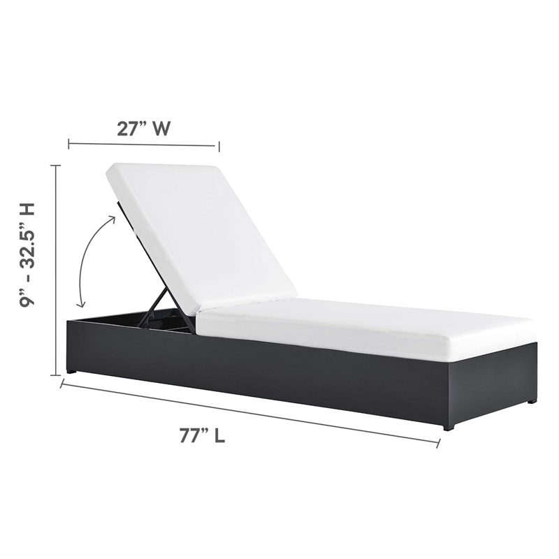 Pemberly Row Set of 2 Patio Aluminum Chaise Lounge Chair in Gray White