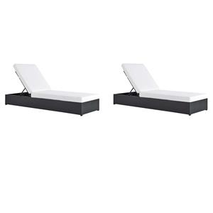 Pemberly Row Set of 2 Patio Aluminum Chaise Lounge Chair in Gray White
