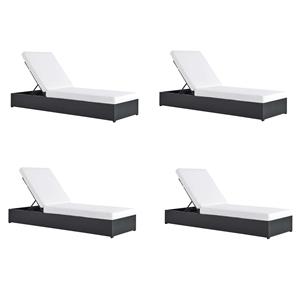 Pemberly Row Set of 4 Patio Aluminum Chaise Lounge Chair in Gray White