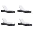Pemberly Row Set of 4 Patio Aluminum Chaise Lounge Chair in Gray White