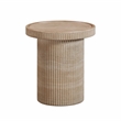 Pemberly Row Set of 2 Faux Travertine & Marble Side Table in Tan