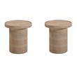 Pemberly Row Set of 2 Faux Travertine & Marble Side Table in Tan
