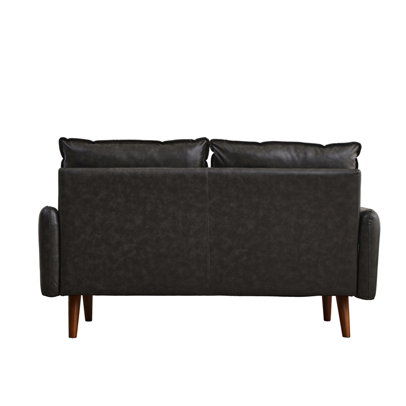 Pemberly Row Faux Leather Loveseat Modern Sofa for Living Room Office in Gray