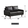 Pemberly Row Faux Leather Loveseat Modern Sofa for Living Room Office in Gray