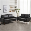 Pemberly Row Faux Leather Loveseat Modern Sofa for Living Room Office in Gray