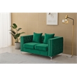 Pemberly Row Velvet Sofa Modern Loveseat with Button-Tufted & Metal Legs - Green