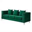 Pemberly Row Velvet Sofa Modern Couch with Button-Tufted Metal Legs in Green