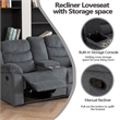 Pemberly Row Fabric Sofa Set of Reclining Chair & Loveseat & Sofa in Grey