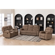 Pemberly Row Fabric Sofa Set of Reclining Chair & Loveseat & Sofa in Brown