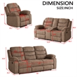 Pemberly Row Fabric Sofa Set of Reclining Chair & Loveseat & Sofa in Brown