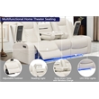 Pemberly Row PU Leather 3Pcs Power Reclining Multi-functional Sofa Set - White