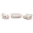 Pemberly Row PU Leather 3Pcs Power Reclining Multi-functional Sofa Set - White