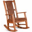 Pemberly Row Set of 2 Farmhouse Mindi Wood Rocking Chair in Rustic Oak